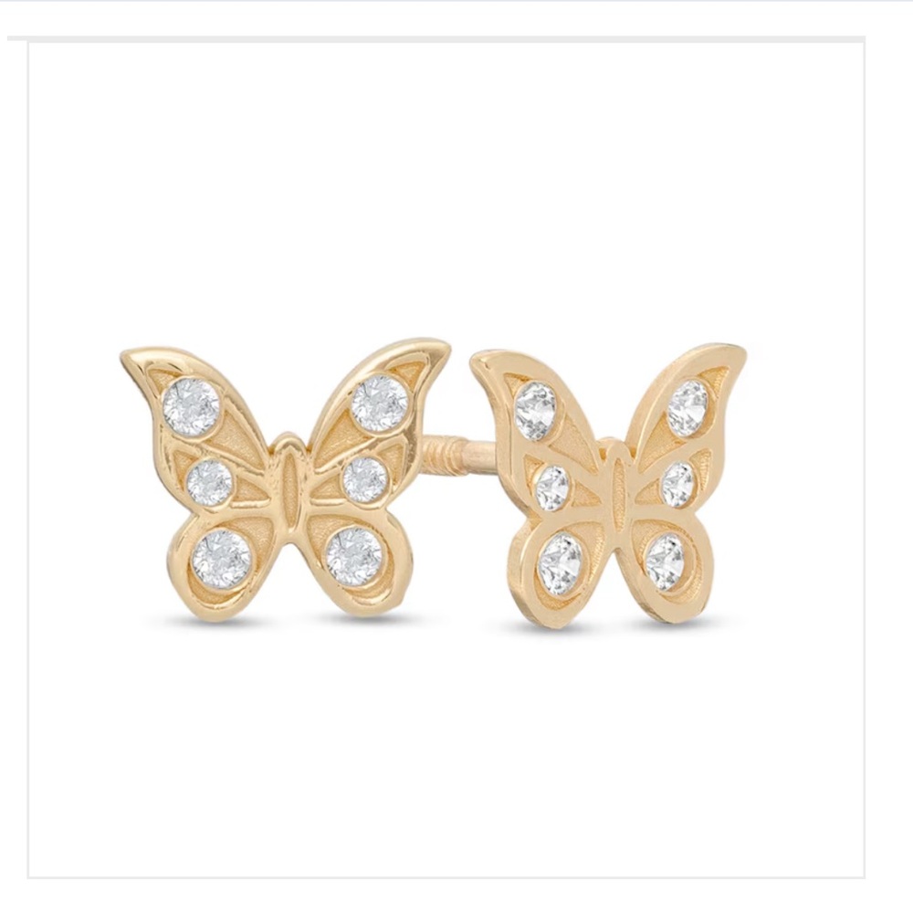 Kids Cubic Zirconia Butterfly Stud Earrings